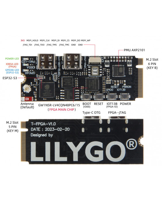 Плата FPGA LILYGO® T-FPGA Gowin 4K + ESP32-S3