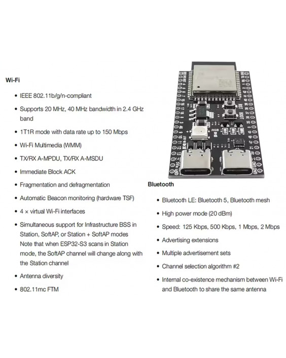 Плата ESP32-S3  ESP32-S3-WROOM1 N16R8 Type-C 16MB Flash 8M PSRAM