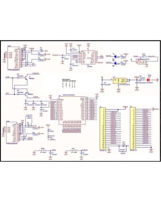 Плата ESP32-S3  ESP32-S3-WROOM1 N16R8 Type-C 16MB Flash 8M PSRAM