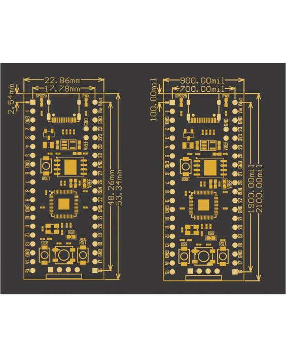 Плата мікроконтролера RP2040-Pico 16Mb Flash Black