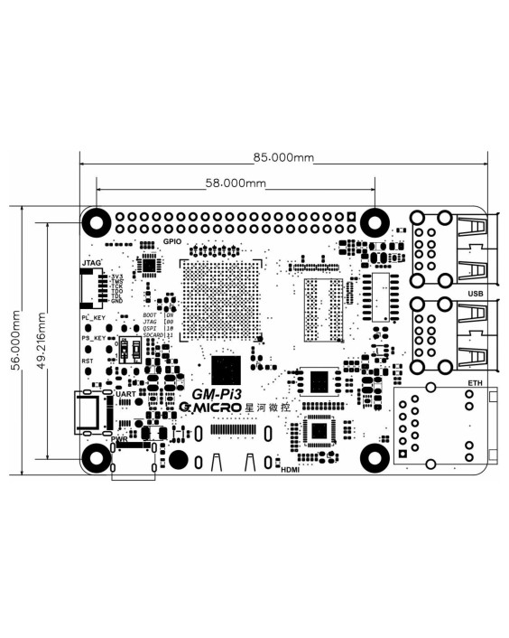 Плата FPGA Xilinx Zynq XC7Z010 QMICRO Blueberry (GM-Pi3)  512Mb DDR3